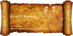 Greff Korvin névjegykártya